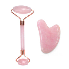Load image into Gallery viewer, Face Lifting Tool Massager Rose Quartz Roller Slimming Natural Jade Facial Massage Roller Stone Skin Massage Beauty Care Set Box