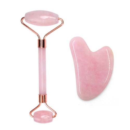 Face Lifting Tool Massager Rose Quartz Roller Slimming Natural Jade Facial Massage Roller Stone Skin Massage Beauty Care Set Box